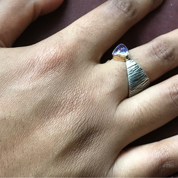 Sterling Silver 14K YG Tanzanite Ring Size 6.5 - Picture 8 of 15